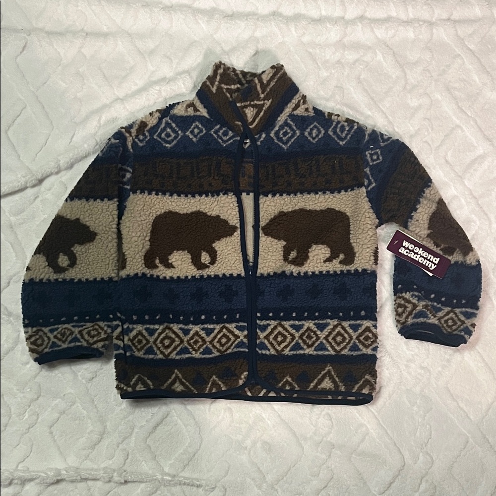 KIDS 🧒 Fleece Jacket - Blue and Brown